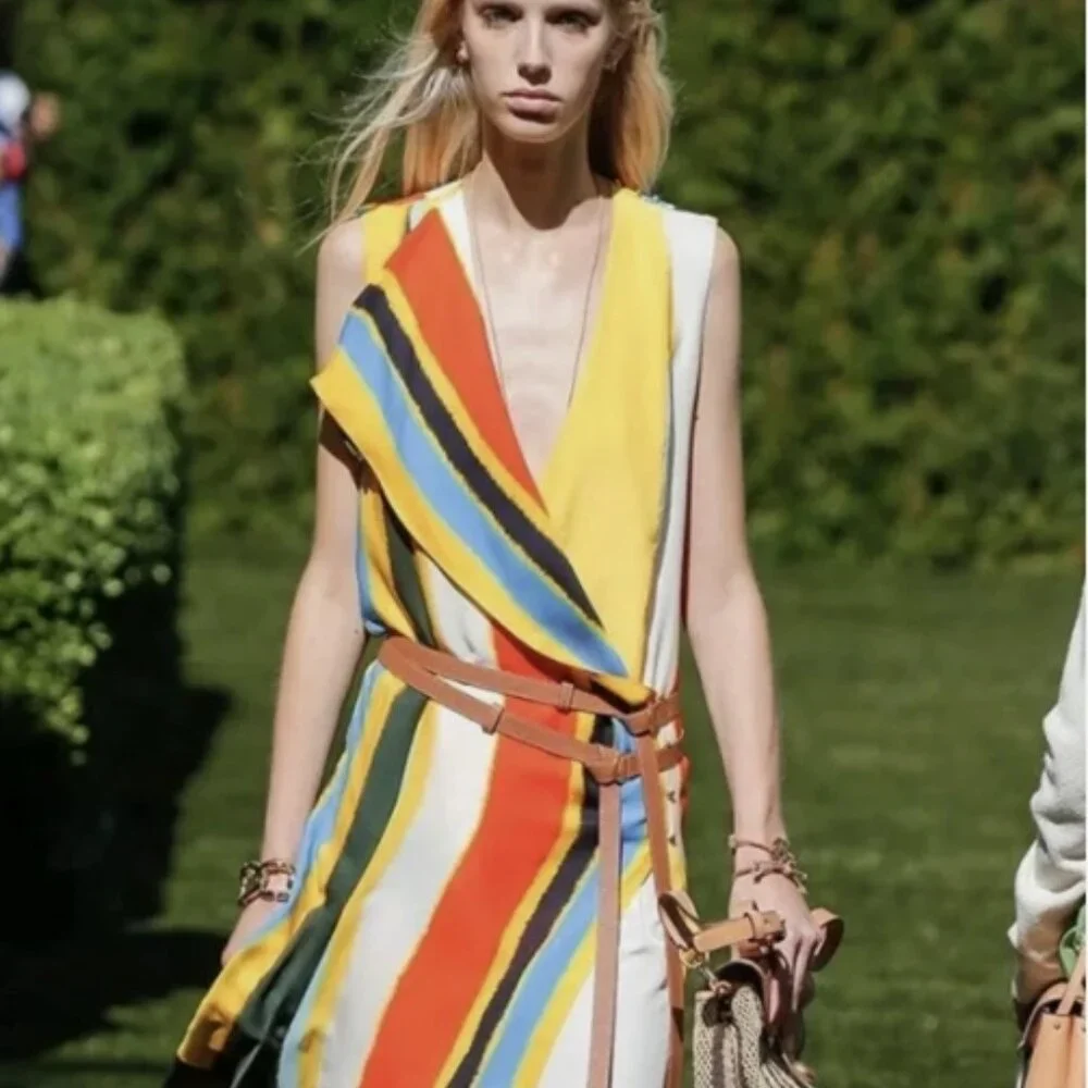 NWOT TORY BURCH Bettina Striped Silk Midi Dress M $698